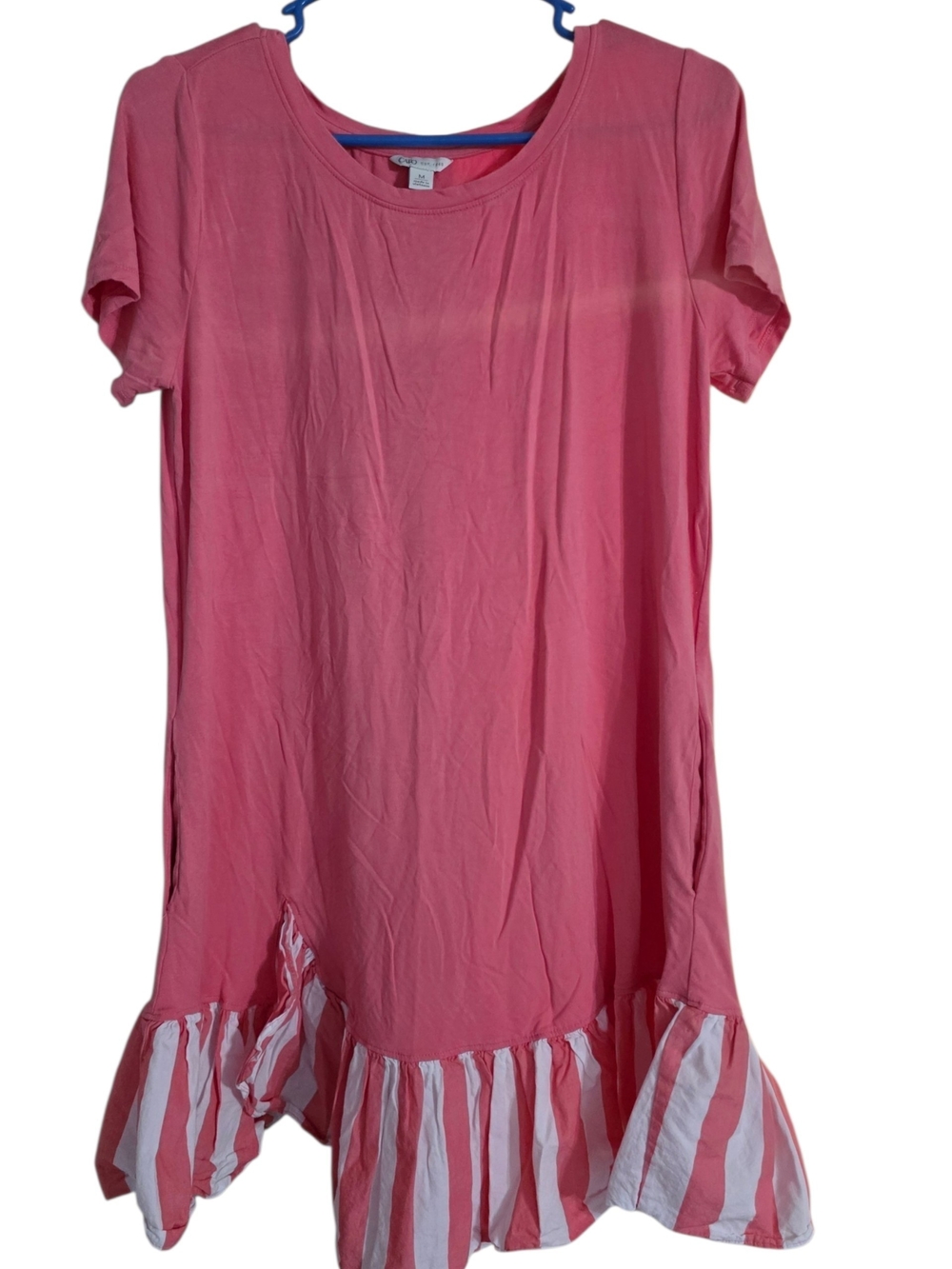 Cato Pink Short Sleeve Ruffle Hem Dress